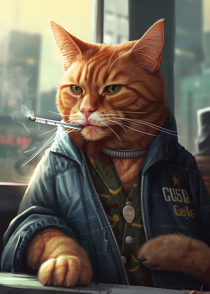 Smoking Ginger Cat