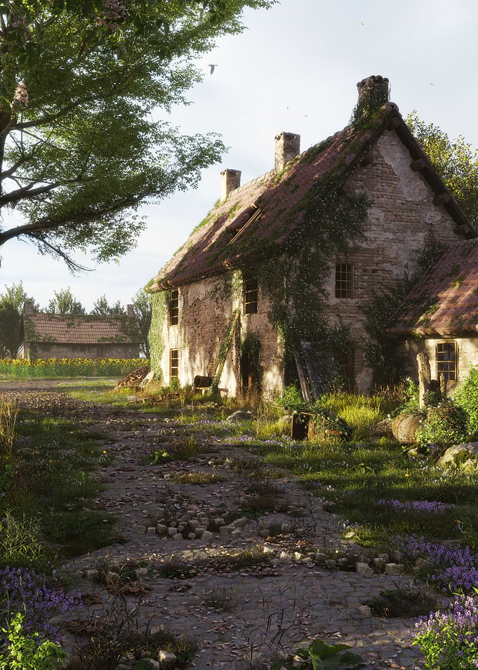 Small abandoned farmhouse