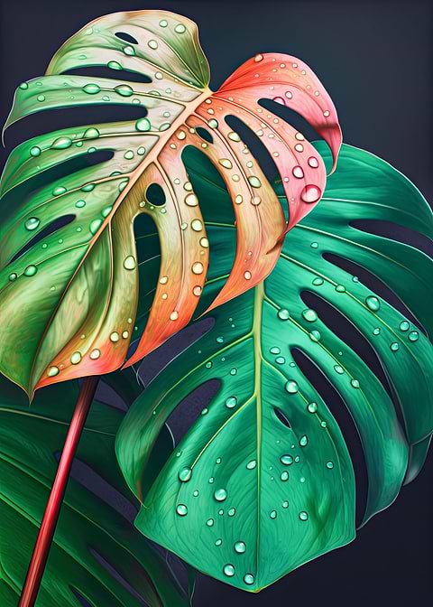 Vibrant Monstera Artwork — monstera botanical metal print