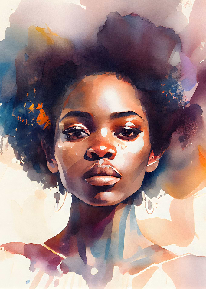 African Woman Watercolor