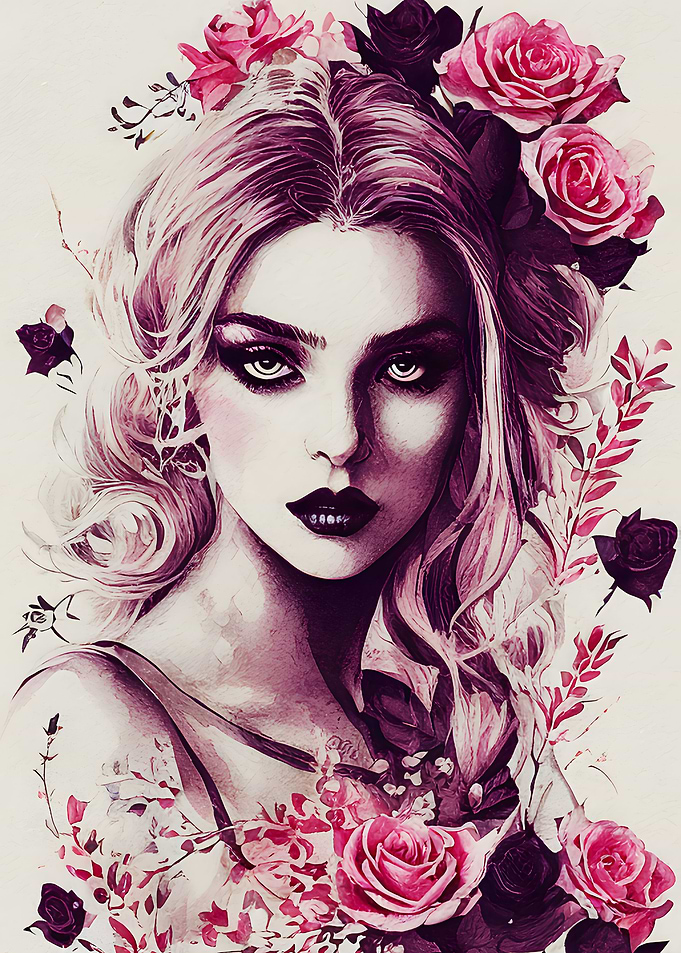 Pink Flower goth girl