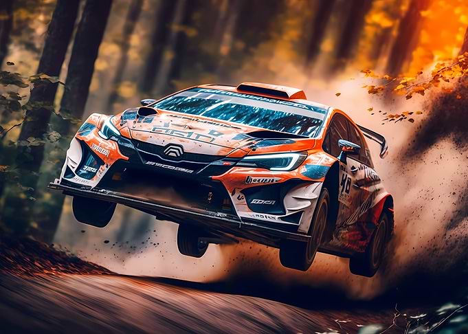 Forest rally car race