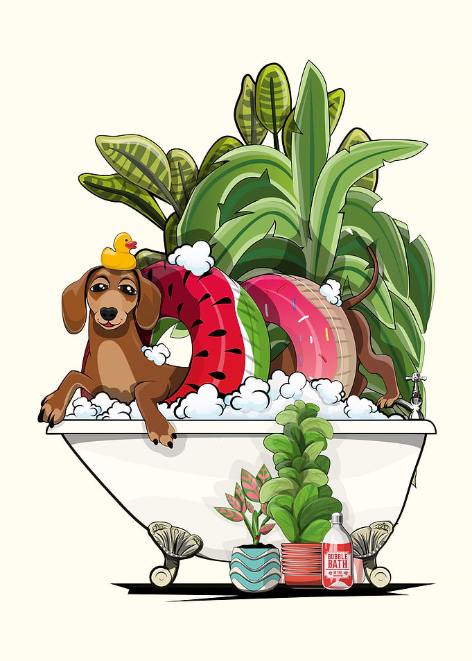 Sausage Dog in the Bath