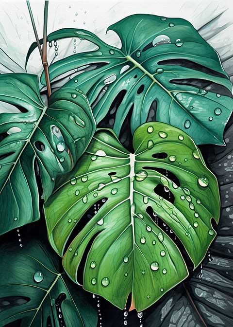 Colorful Jungle Monstera — monstera botanical metal print