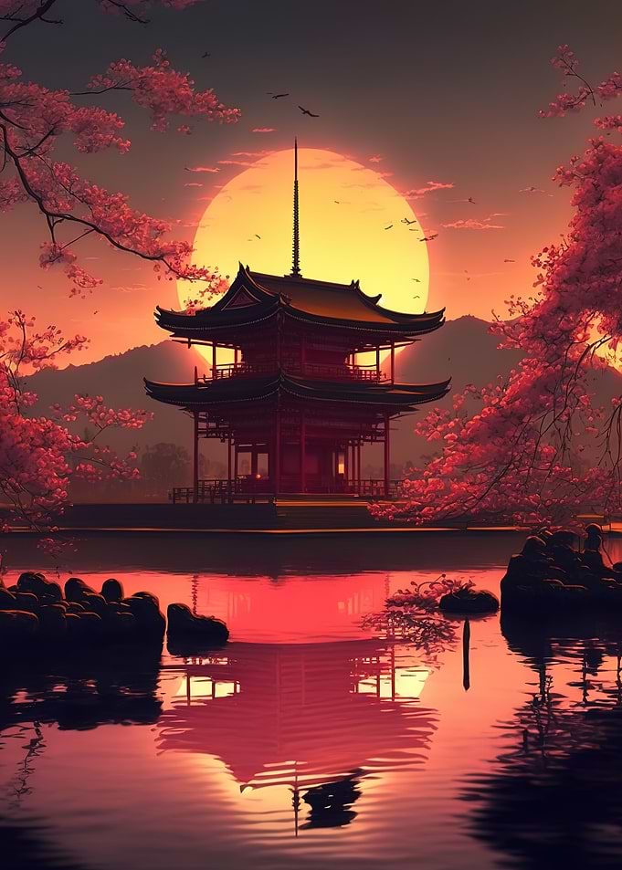 japanese moon red