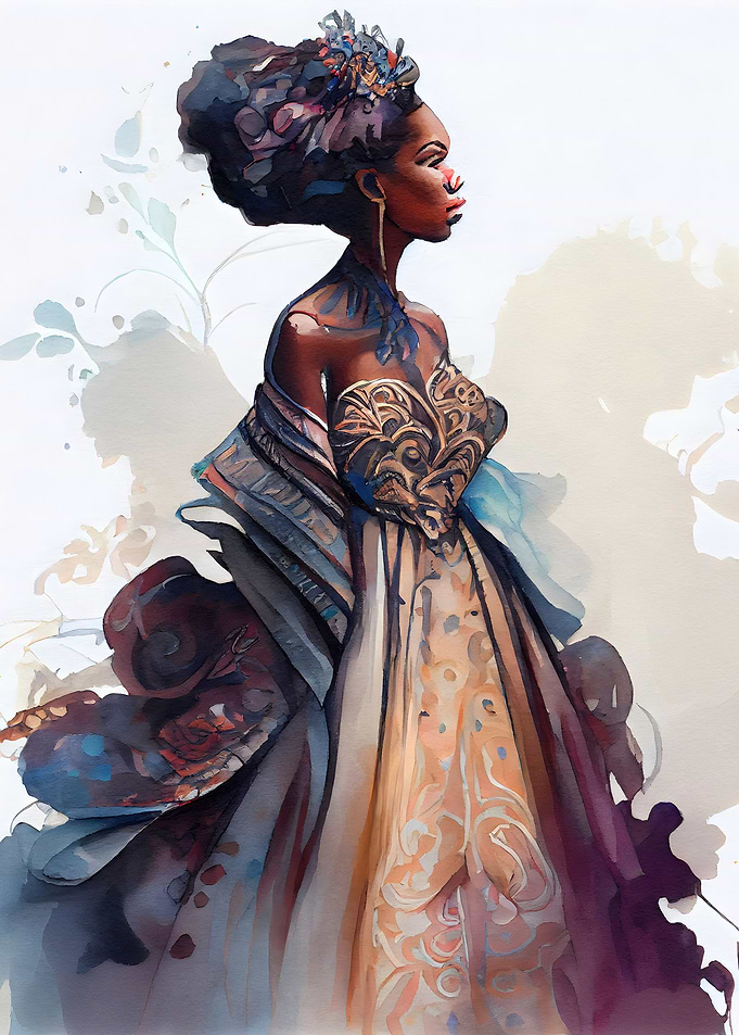 African Woman Watercolor
