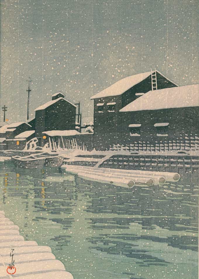 Kawase Hasui Snow at Kiba