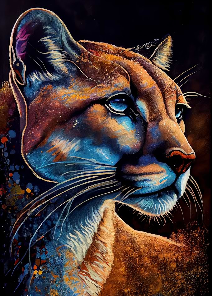 Cougar Ink Painting