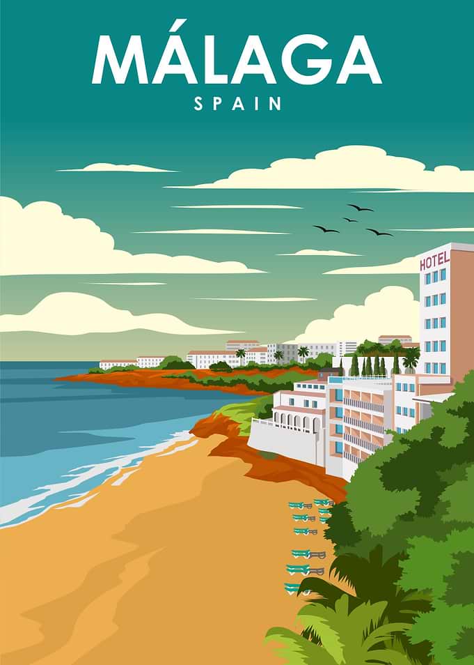 Malaga Spain Travel Poster
