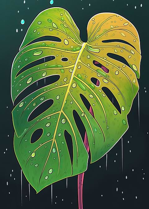 Botanical Pencil Monstera — monstera botanical metal print