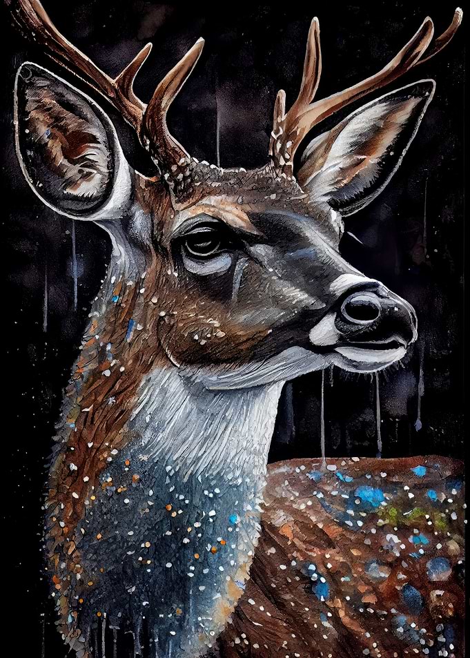 Deer Ink Painting
