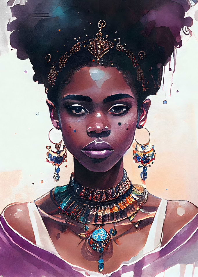 African Woman Watercolor