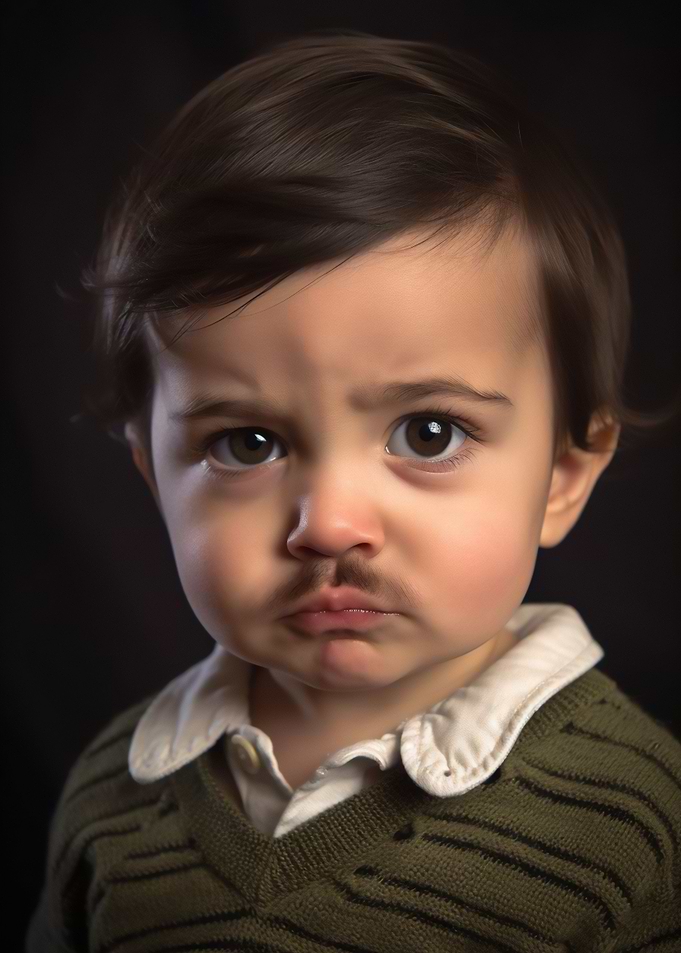 Funny baby with moustache