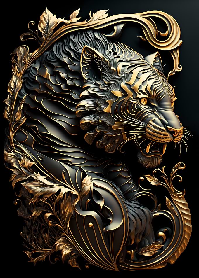 Tiger Golden Art Deco