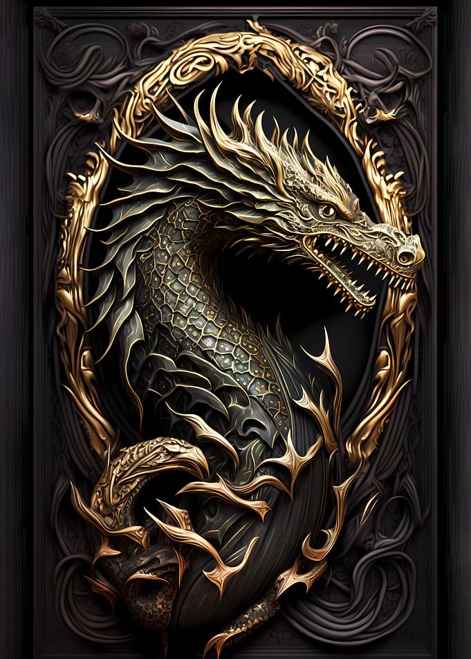 Dragon Golden Art Deco