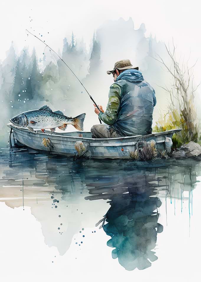 go fishing watercolor
