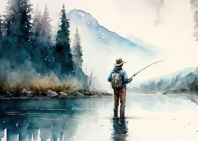 go fishing watercolor