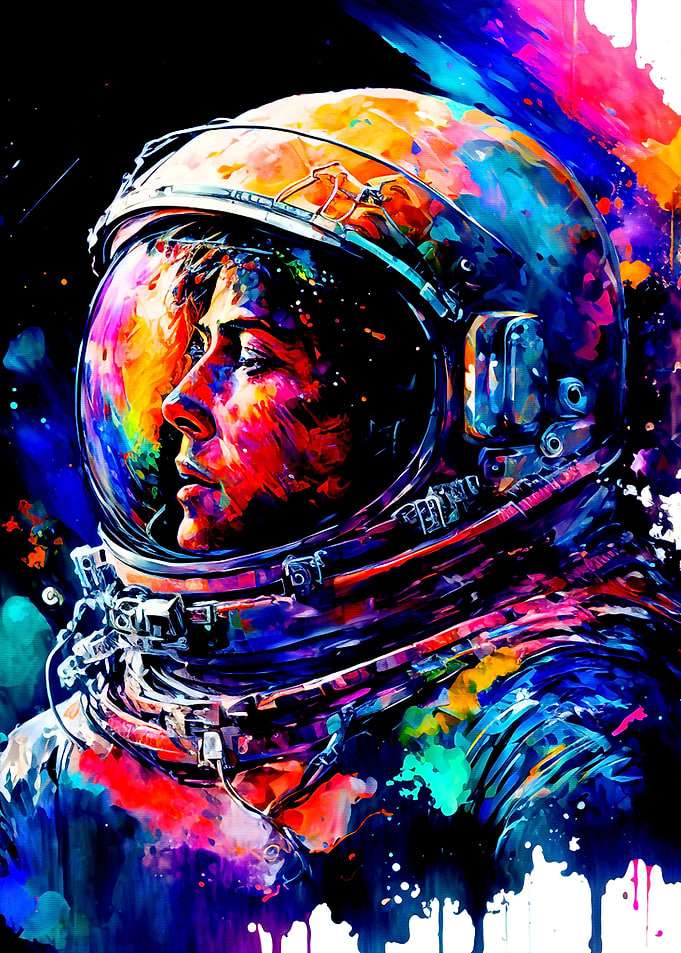 Colorful astronaut girl
