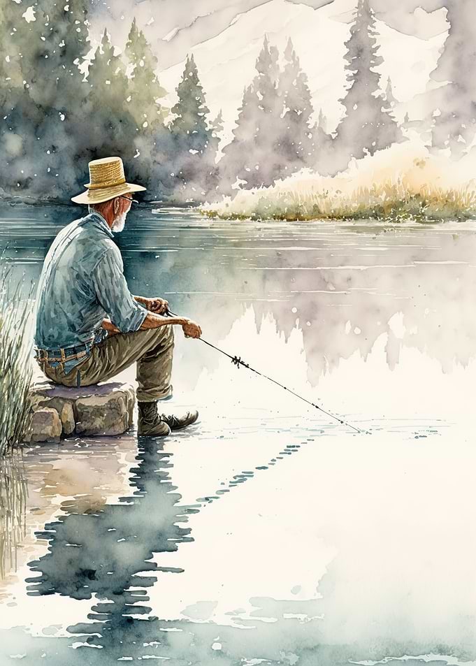 go fishing watercolor