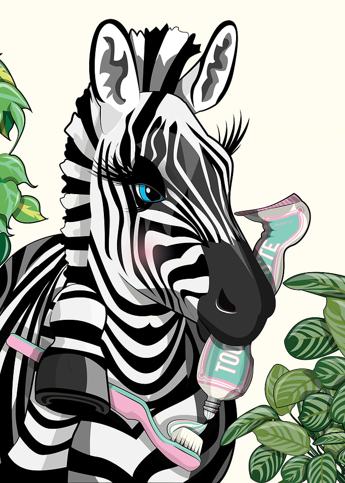 Zebra Brushing Teeth