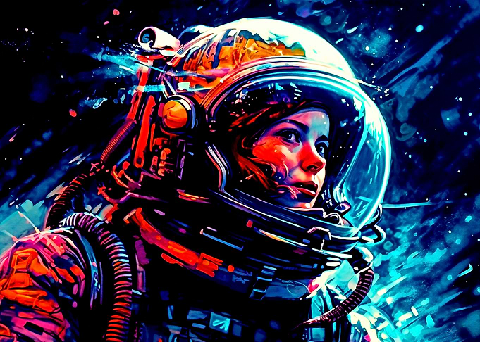 Colorful astronaut girl