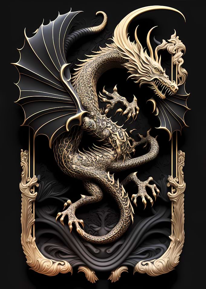Monster Dragon Art Deco