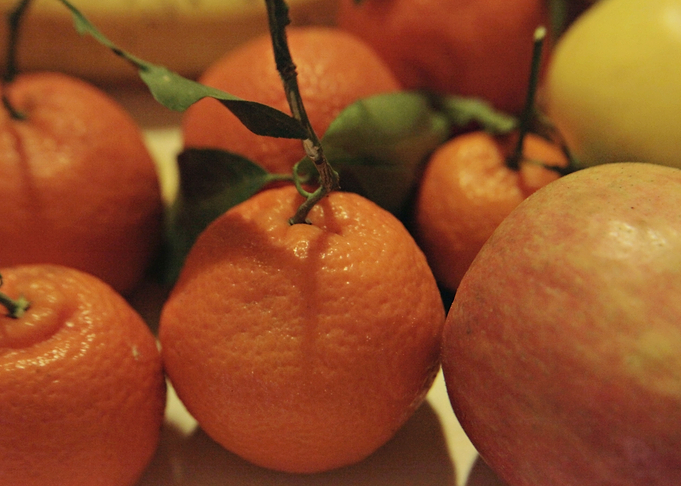 Oranges apples fruit on a