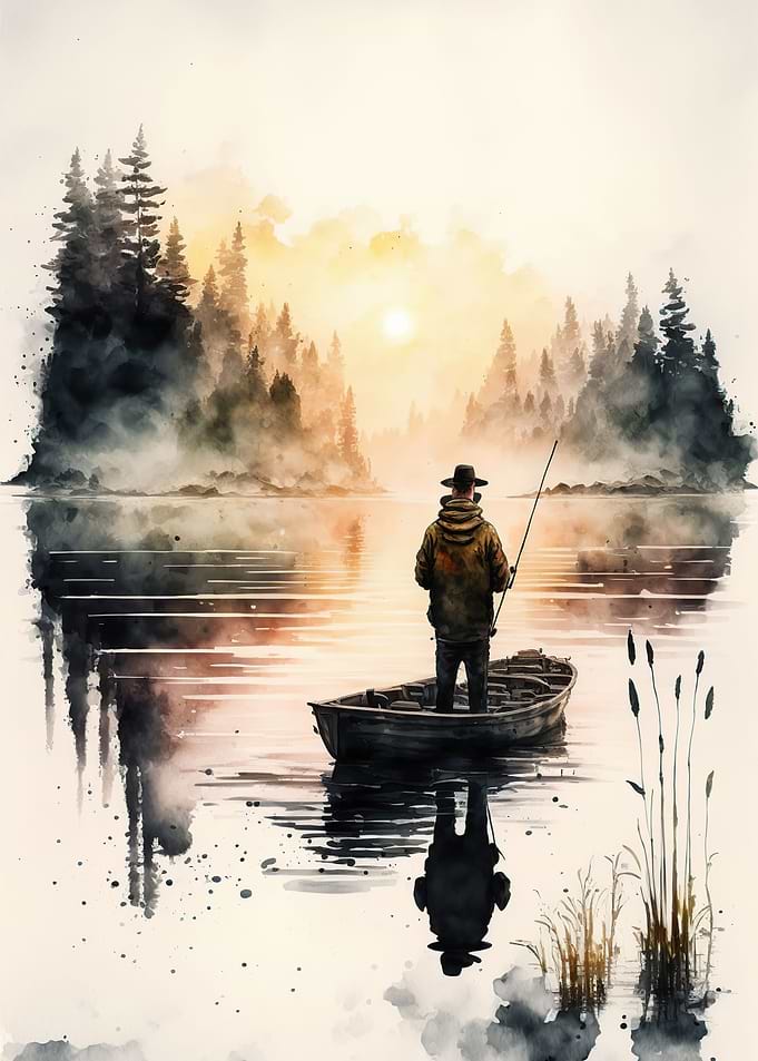 go fishing watercolor