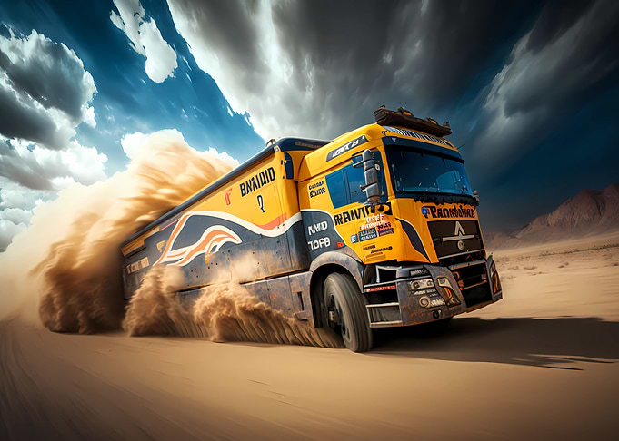 Dakar rally truck motion