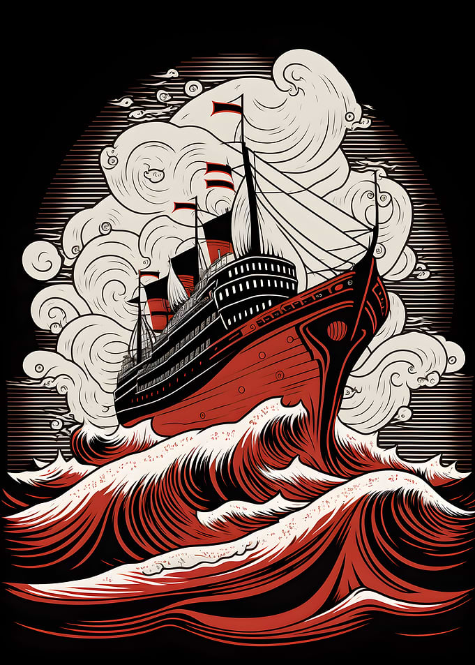 Ship in the Ocean Wave