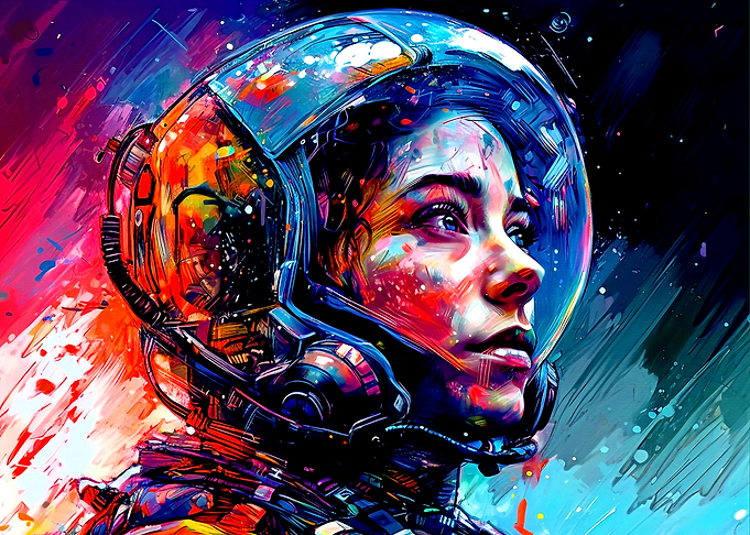 Colorful astronaut girl