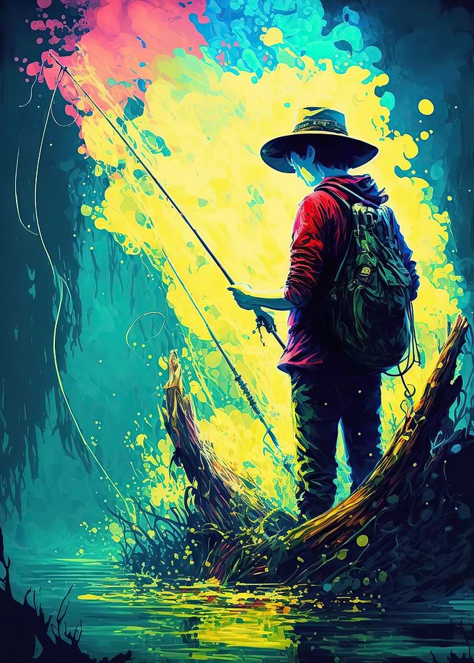 go fishing watercolor
