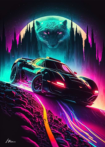 Sport Neon Car moon light