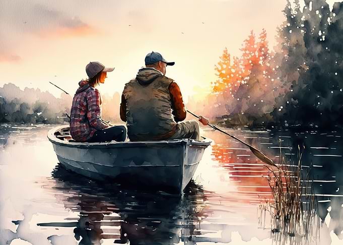 go fishing watercolor