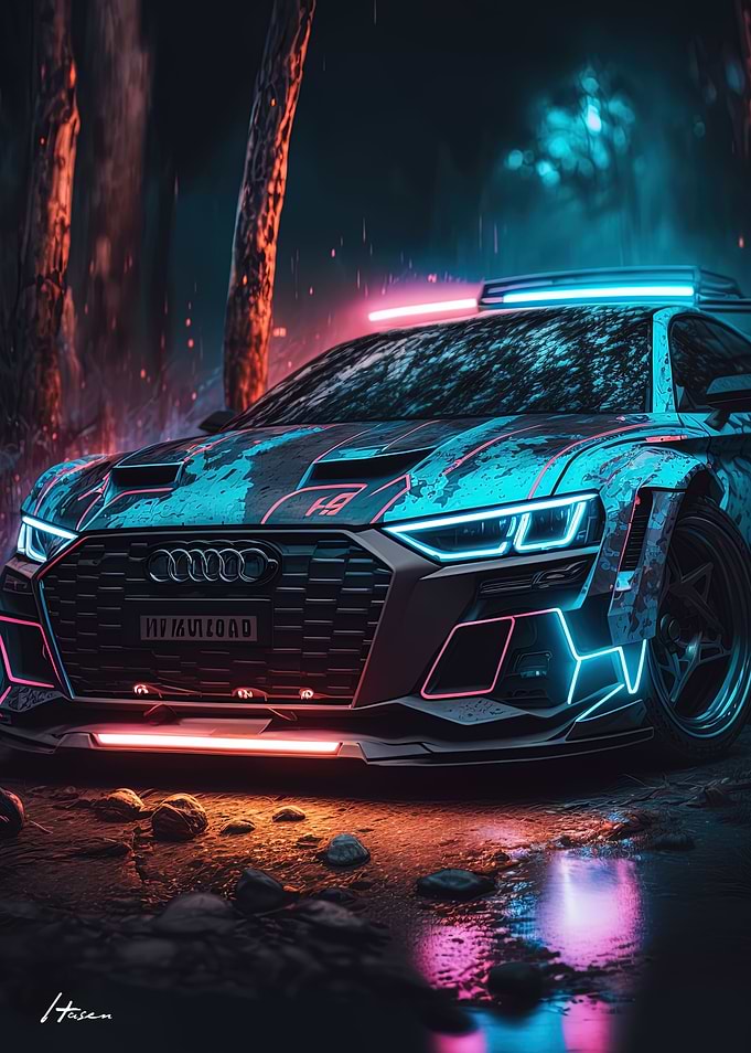 Sport Neon Car in nature