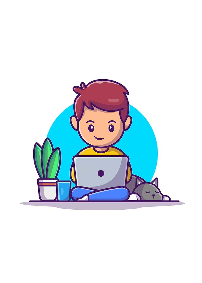 Male Working On Laptop
