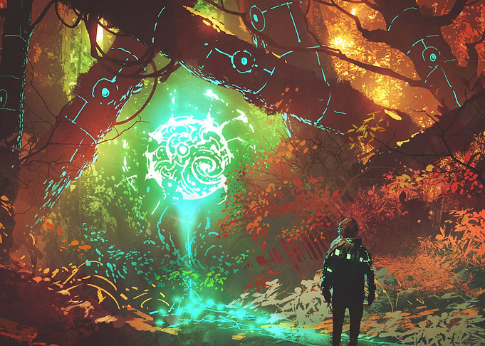 enchanted red forest