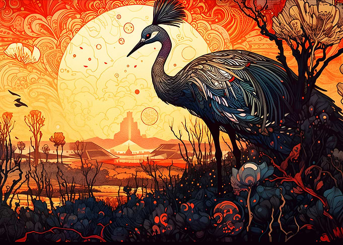 Abstract painting Ostrich