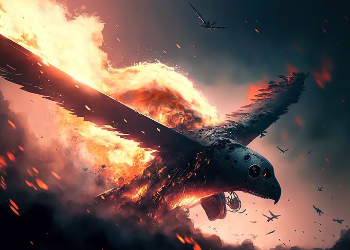 Airplane on fire