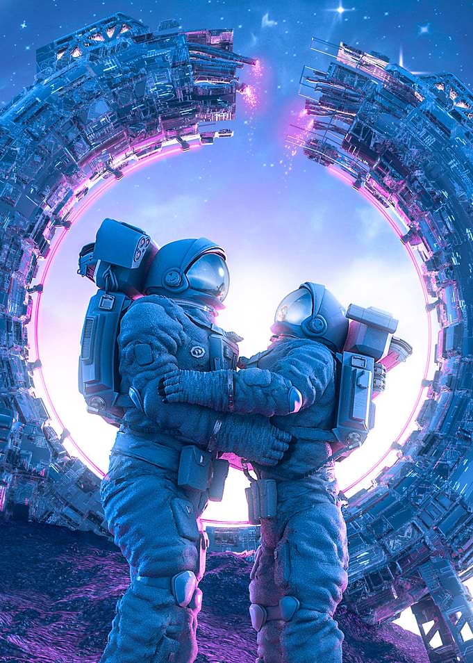Astronauts couple in space