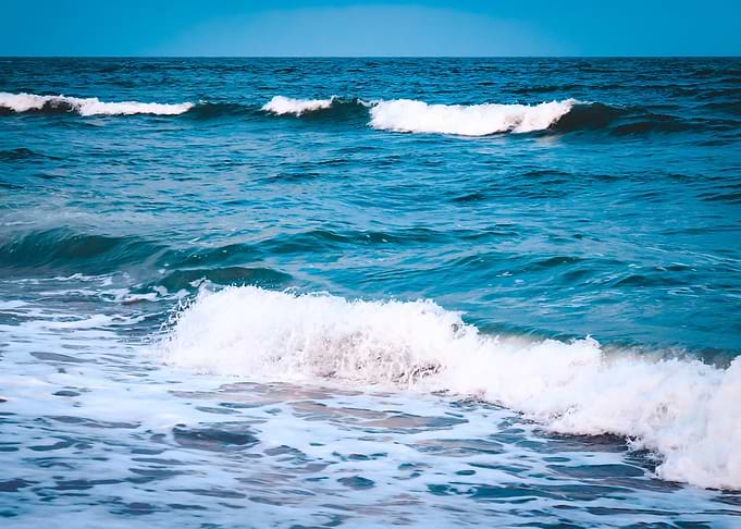 Crashing beach waves