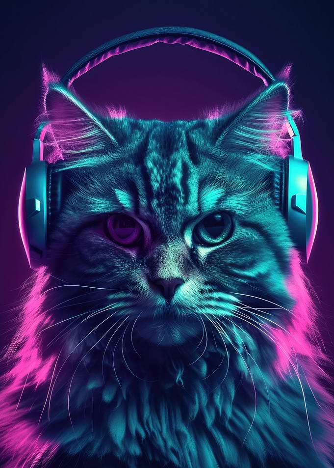 Cat with headphones