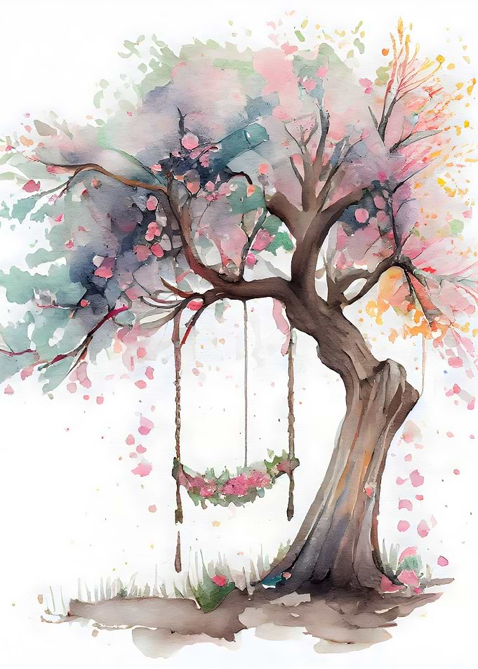 Swinging under Bloom Tree