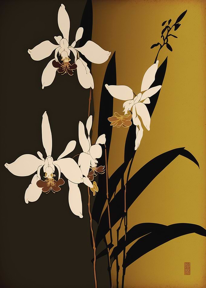 Asian Orchids Minimal Art