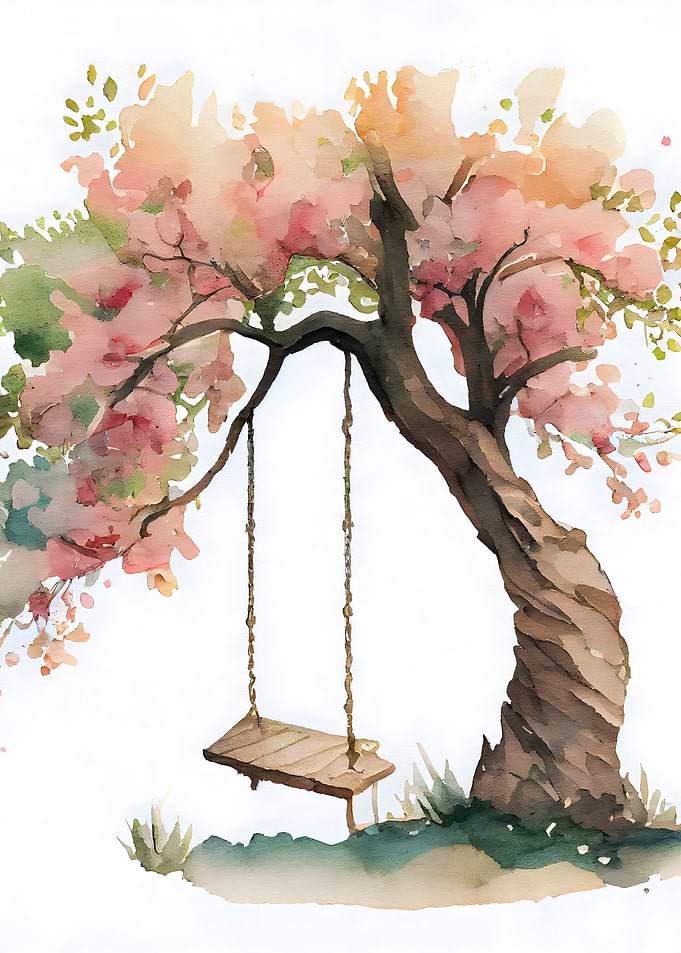 Swinging under Bloom Tree