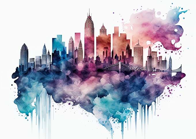 City watercolor