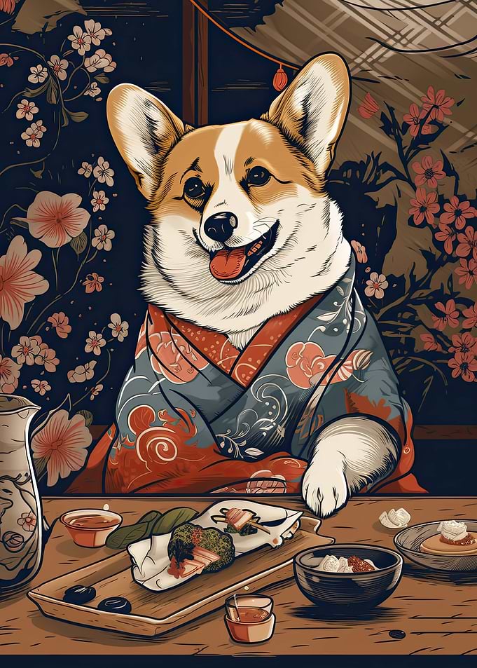 Corgi Dog Japanese Food