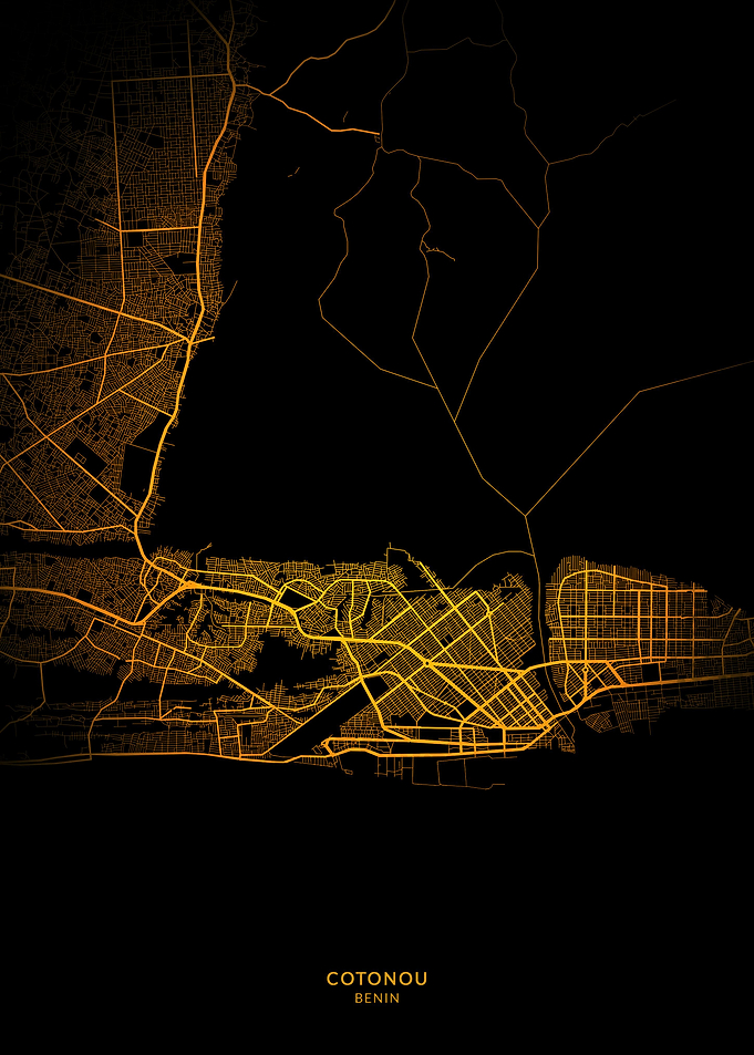 Cotonou City Map Gold