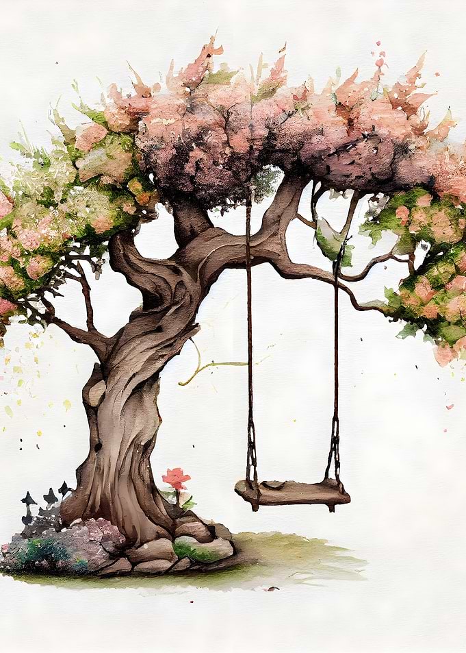Swinging under Bloom Tree