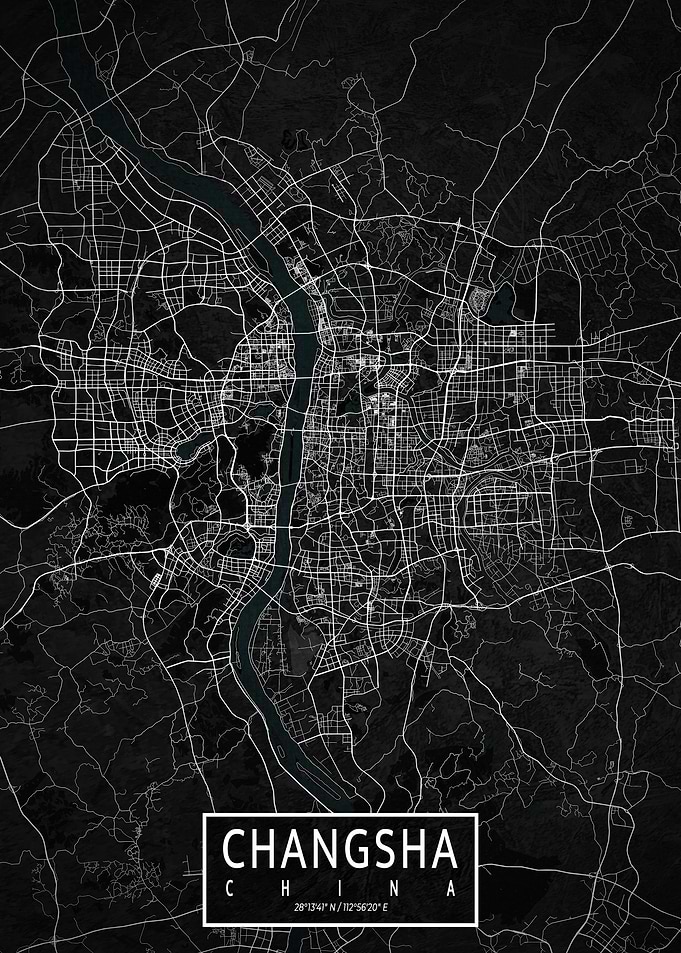 Changsha City Map Dark